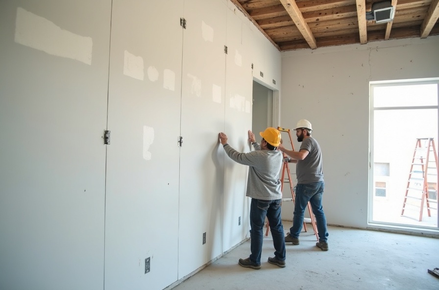Equipo trabajando en drywall